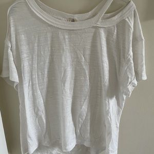 Free people oversized white tee with cutout